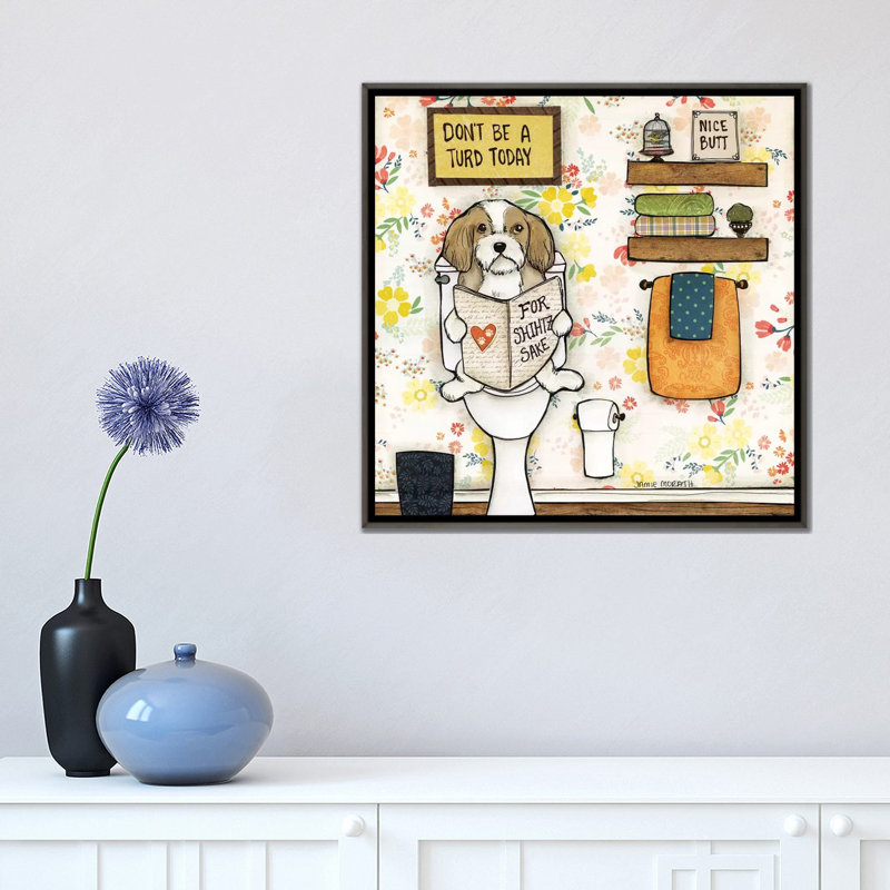 « Turd Today » par Jamie Morath-impression, H 18 po x l 18 po x 1,5 po, Pas de tapis, Toile avec cadre gris