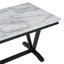 Table de salle à manger de style moderne 6 pièces avec 4 chaises et 1 banc, table avec placages en marbre et pieds en V (blanc)