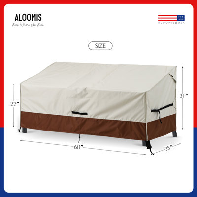 60''x35''x31'' Loveseat Covers Outdoor Couch Cover, Heavy-Duty 2-Seater Waterproof Patio Furniture Sofa Covers Bench Cover (Beige-Brown)