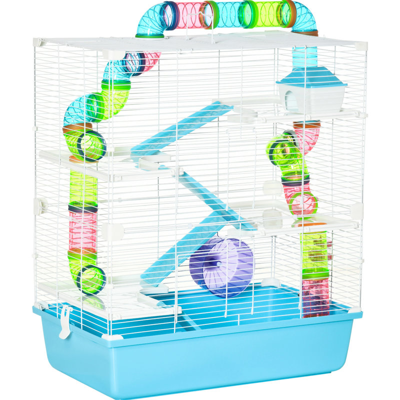 Très grande maison de hamster avec tubes, tunnels et bol à nourriture - 5 roues d'exercice