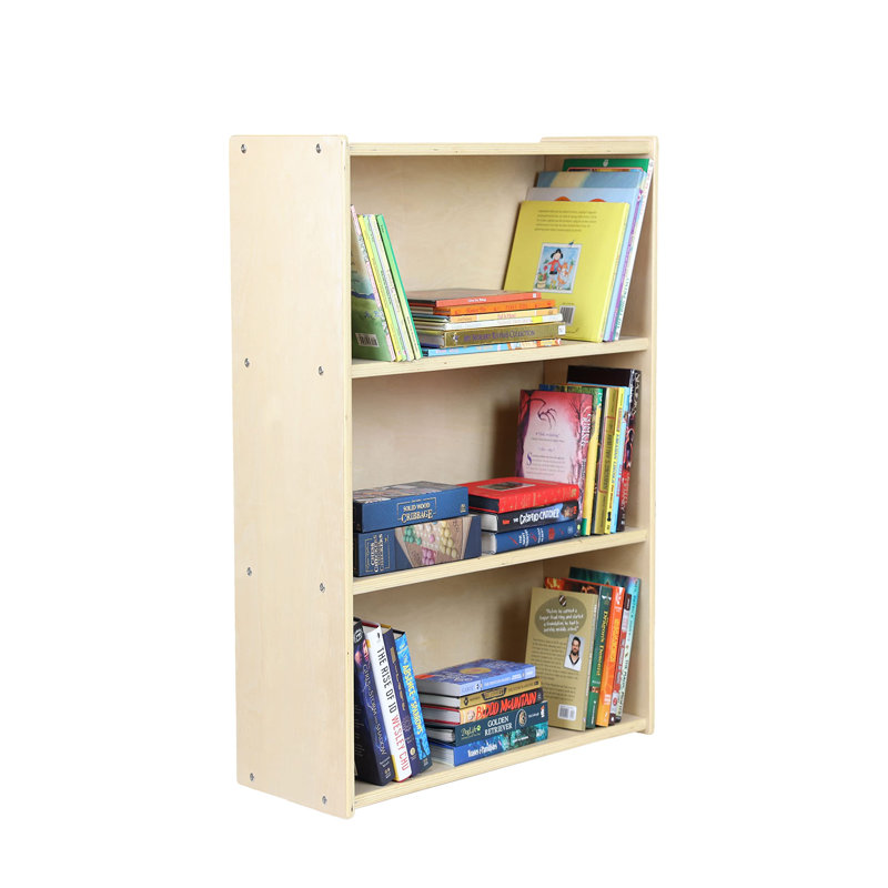 Bibliothèque à 3 tablettes en bouleau avec finition UV, tablettes fixes et coins arrondis, H 42 po x l 24 po x P 12 po