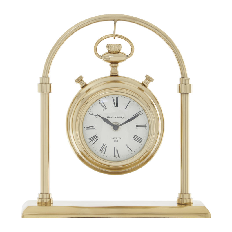 Hampstead Analogue Metal Quartz Movement / Crystal Tabletop Clock in Gold
