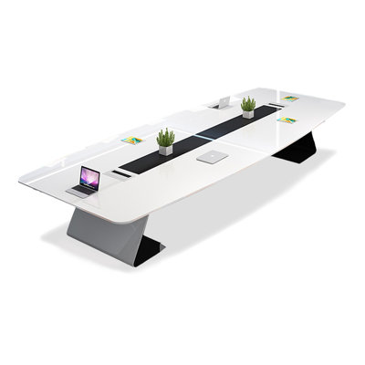 Table de conférence moderne blanc brillant