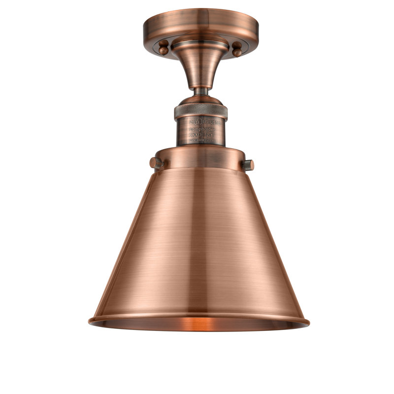 Plafonnier semi-encastré 8 lumières Donovan, Ampoule incandescente rétro de 60 watts, Cuivre antique, Cuivre antique