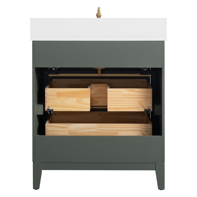 30 Single Bathroom Vanity with Top, Vintage Green, 30"