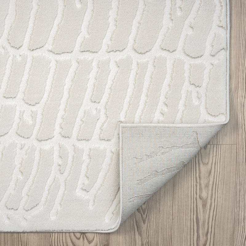 Tapis neutre à motif de galets crème Vedhanth, Rectangle 7 pi 9 po x 10 pi 2 po