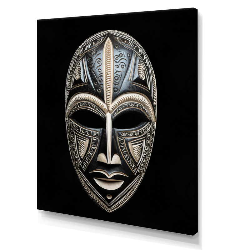 Masque africain traditionnel Ethnical, Toile tendue, H 32 po x l 24 po x P 1 po