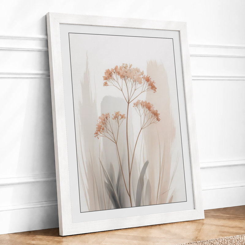 Delicate Seed Heads Botanical - Framed Print, A4 - 29.7 x 21.0 cm, White