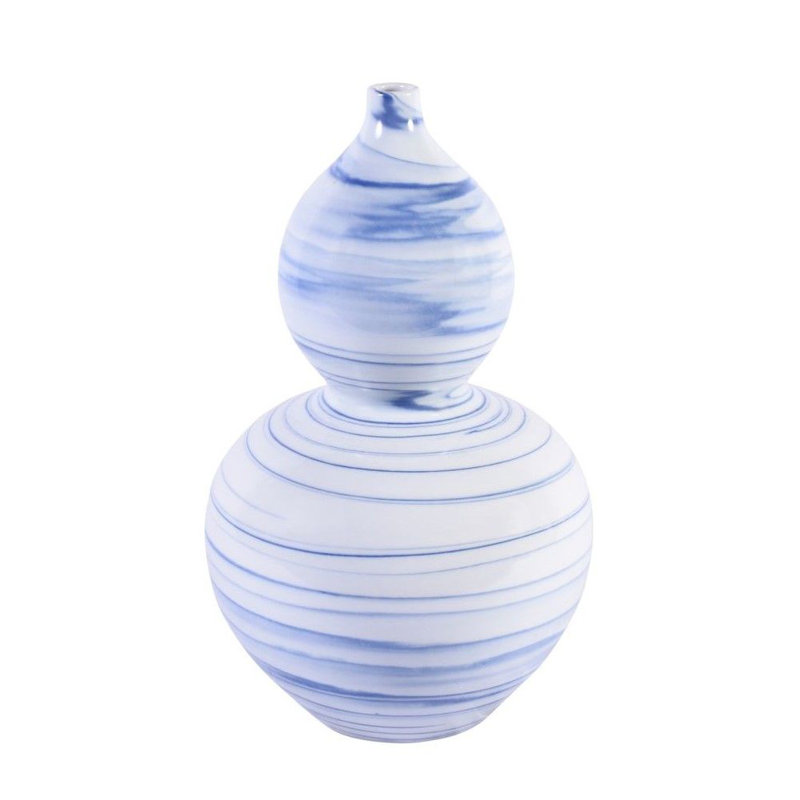 Vase de table en porcelaine d’intérieur/extérieur bleu/blanc 15 po