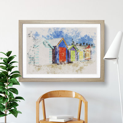Colourful Beach Huts - Picture Frame Painting