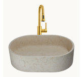 CasaCouture Dark Grey Granite Vessel Sink – 18.9" Oval Stone Bathroom Basin