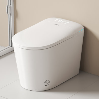 Toilette Smart Bidet - Couvercle à ouverture / fermeture automatique, siège chauffant, sécheuse, veilleuse, affichage à DEL, double chasse automatique, capteur de pied, toilette monobloc allongée moderne pour la salle de bain
