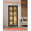 Vitrine avec porte en verre, vitrine lumineuse à 4 niveaux de 66 po avec 3 lumières colorées, armoire de rangement en métal avec 3 tablettes réglables, vitrine pour objets de collection
