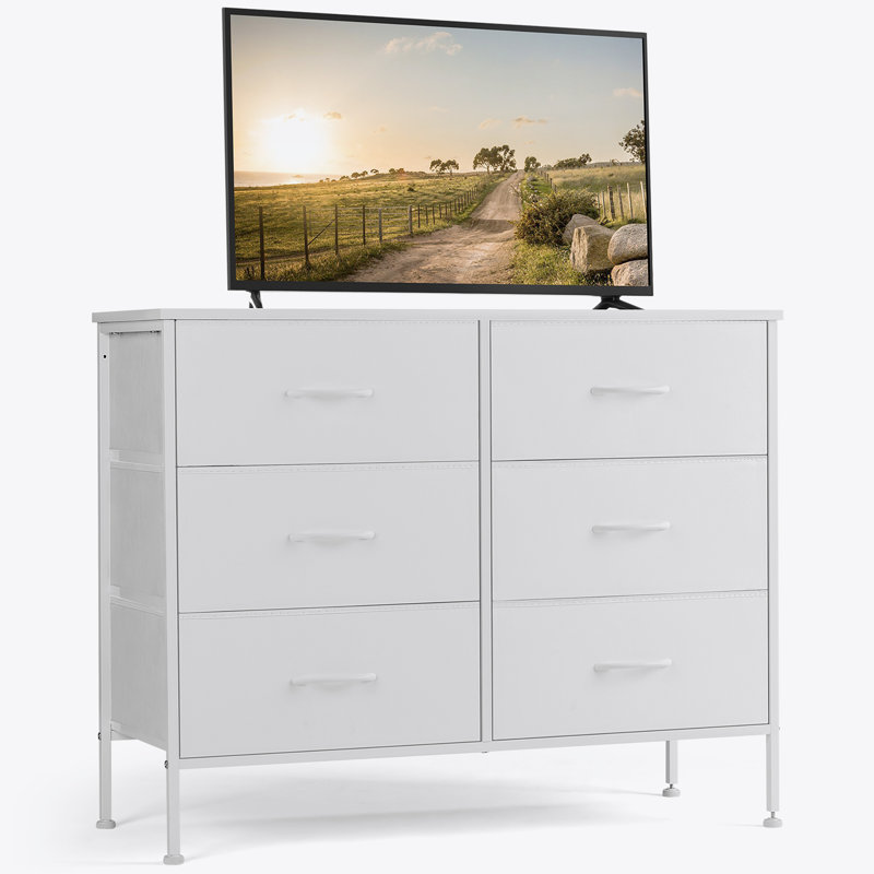 Commode à 6 tiroirs en métal, Blanc