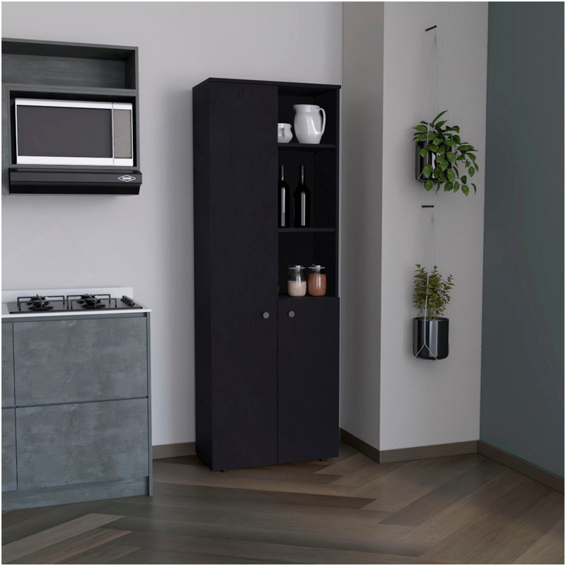 Riner Multistotage H 67 po avec 5 tablettes de rangement à 2 niveaux et 2 portes, noir, Noir