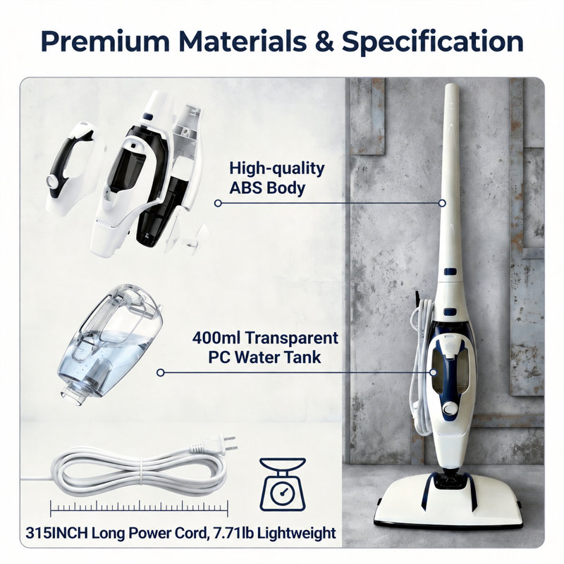1550W Chemical-Free Steam Mop Cleaner with Built-In Water Filter, 12 Accessories, Foldable Design & 400ml Water Tank for Multi-Surface Cleaning