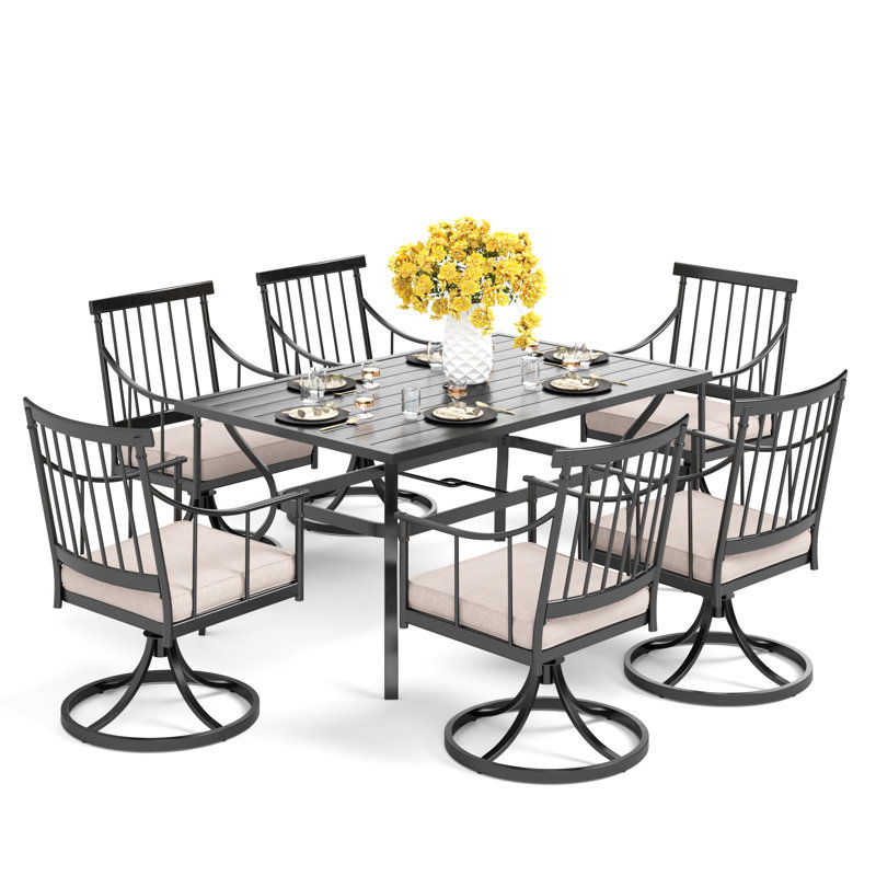 Salem 6 - Person Patio Dining Set with Rectangular Table , Cushions Included