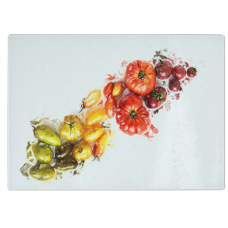 Tempered Glass Vegetable Rainbow Chopping Board, 39 cm W x 28.5 cm L