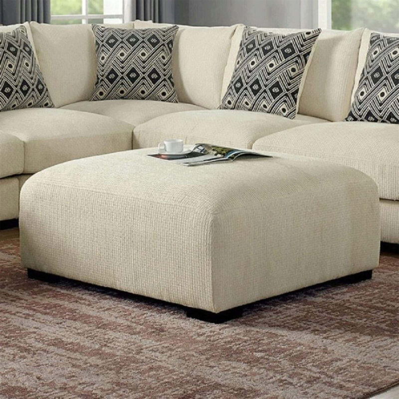 Repose-pieds de salon avec tissu chenille, mousse à mémoire de forme confortable et pieds en bois robustes pour une assise confortable