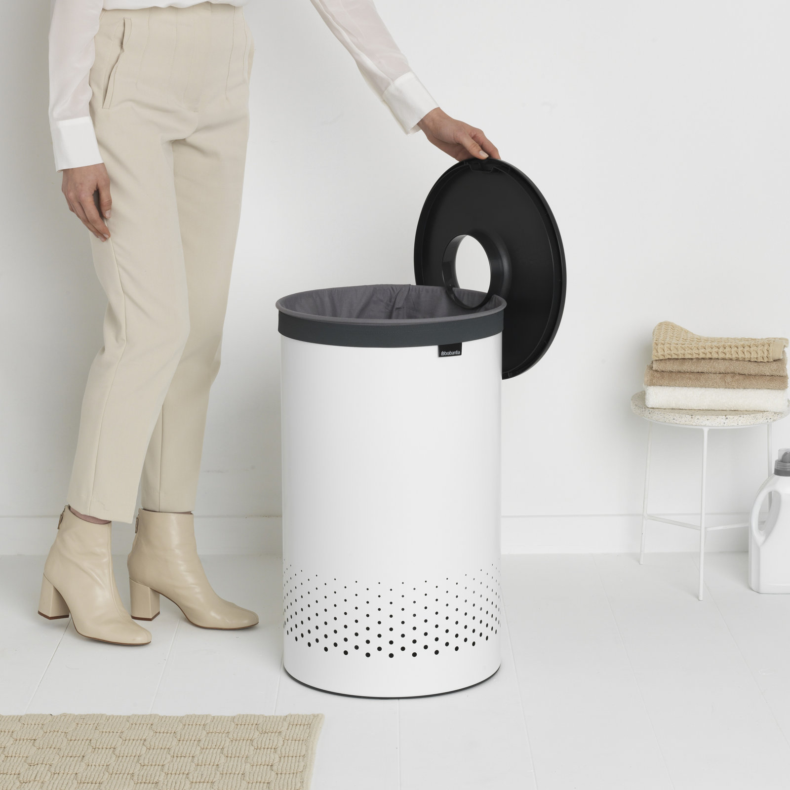 Brabantia 16 Gallon Laundry Hamper, White