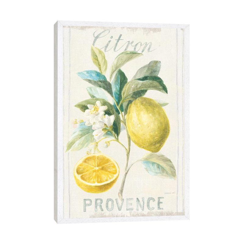 Floursack Lemon IV by Danhui Nai - Painting on Canvas, White Framed Canvas, 66.04 cm H x 45.72 cm W