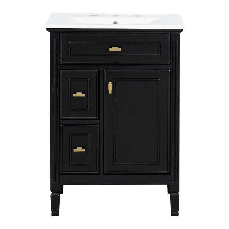 Meuble-lavabo 24 po avec lavabo, Noir