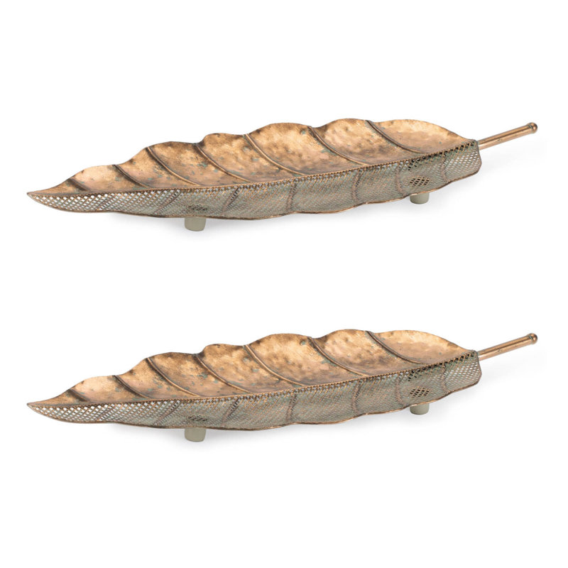 Distressed Metal Leaf Tray