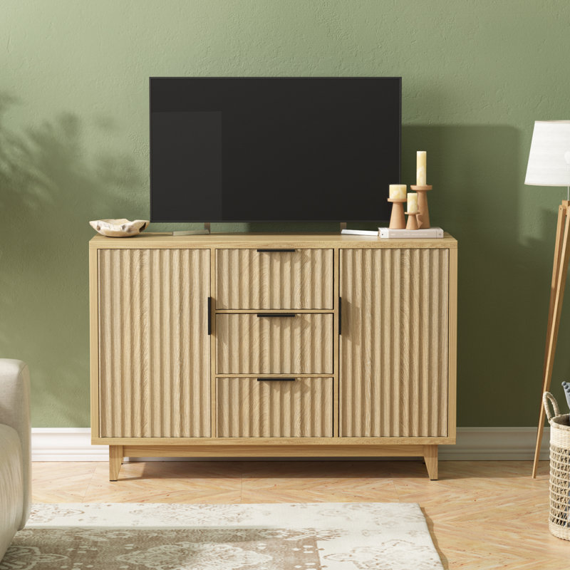 47.2" W Storage Cabinet With 3 Drawers, Oak