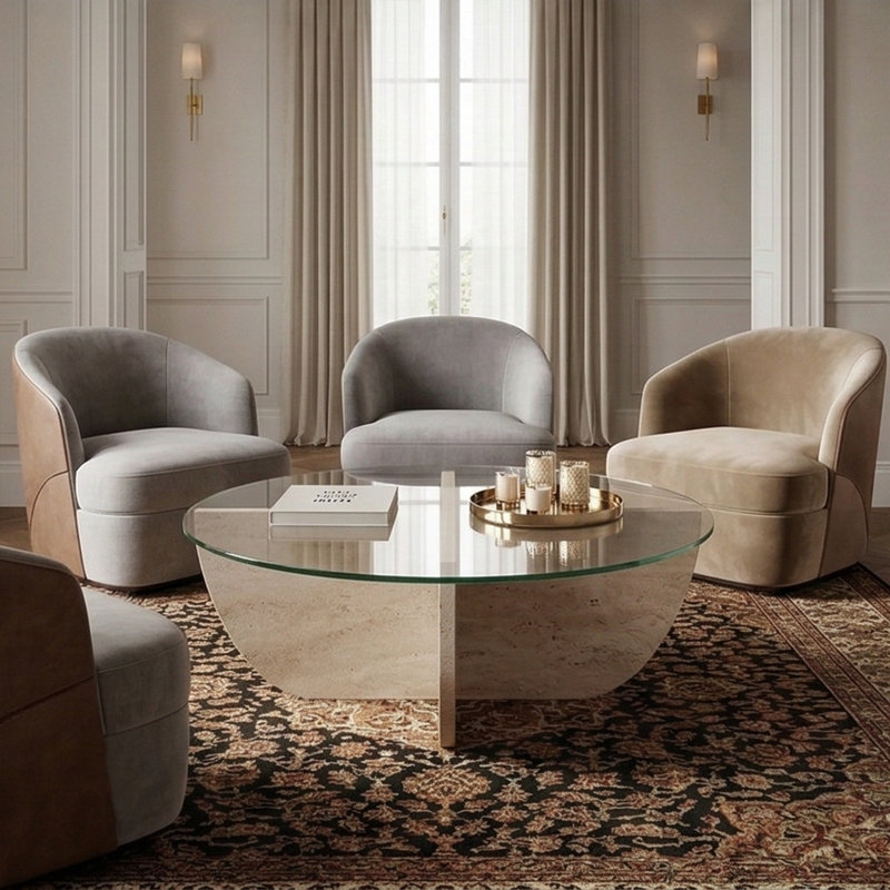 Table basse Marlowe, Travertin