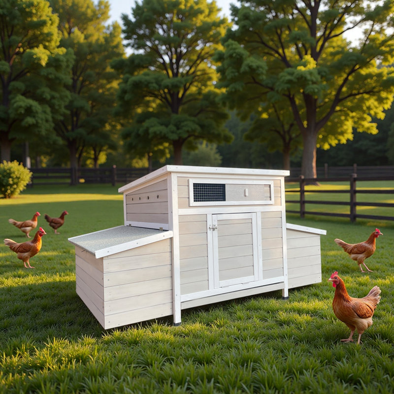 Grande cage à poules pour l'extérieur avec poulailler à 2 côtés, structure robuste