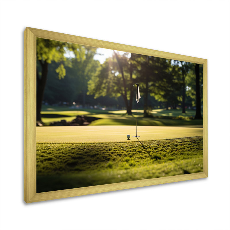 " Golf Putting Green Tranquillity VI ", H 12 po x l 20 po, Encadrement doré