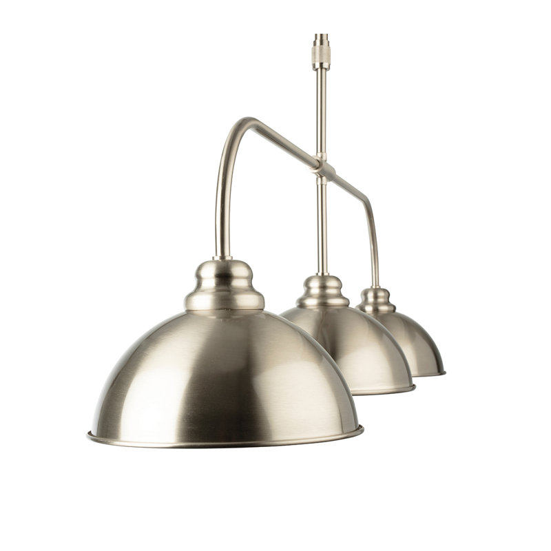 3 - Light Kitchen Island Pendant, Brushed Steel