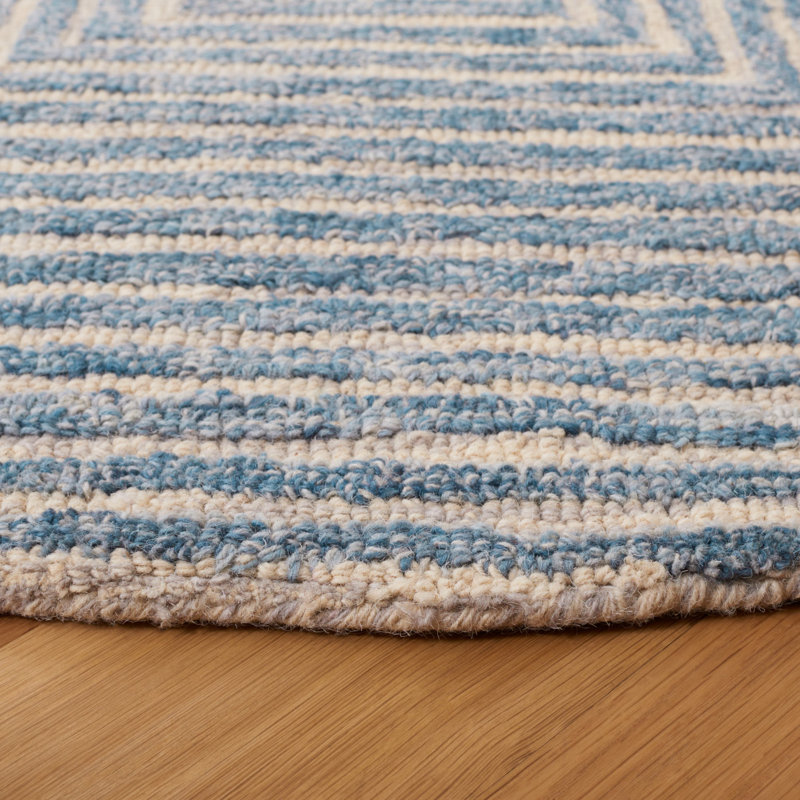 Metro Hand Tufted Wool And Cotton With Latex Geometric Rug, Round 6'