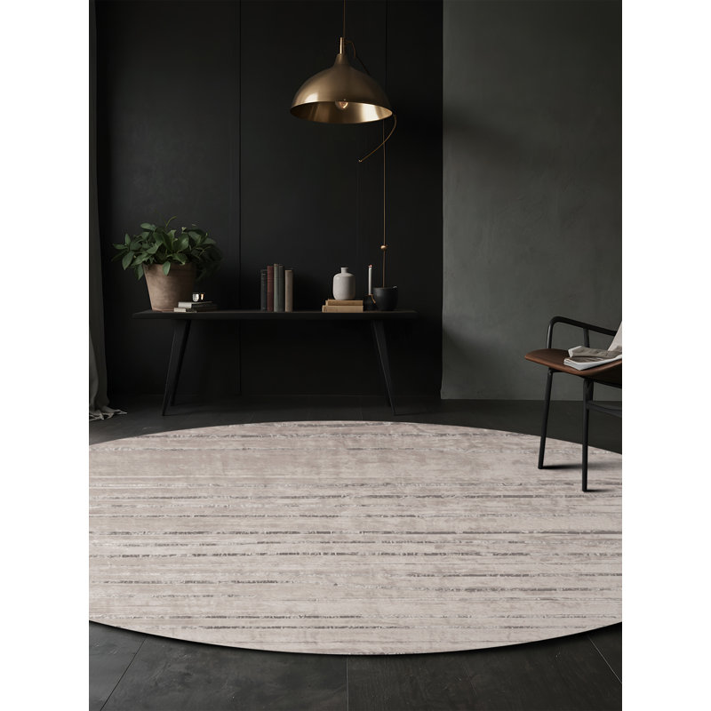 Machine Washable Gray Area Rug, Round 8'