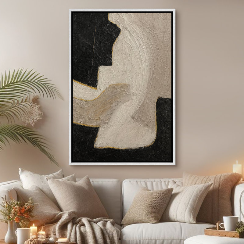 Art mural encadré abstrait rétro antique classique pour chambre à coucher , H 36 po x l 24 po, Blanc