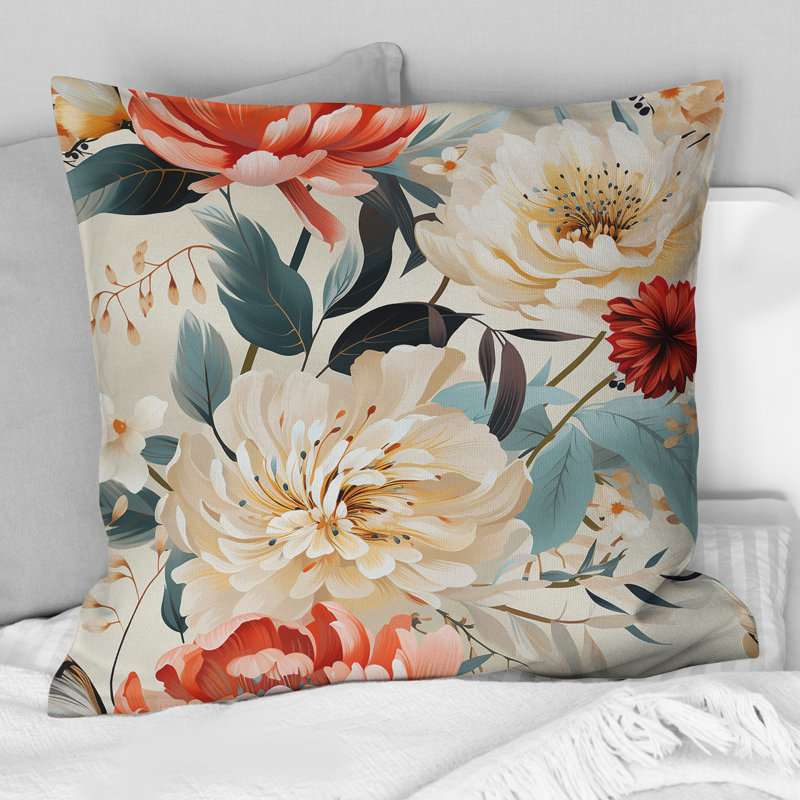 Coussin décoratif moderne à motif floral de couleur douce Modern I, H 18 po x l 18 po