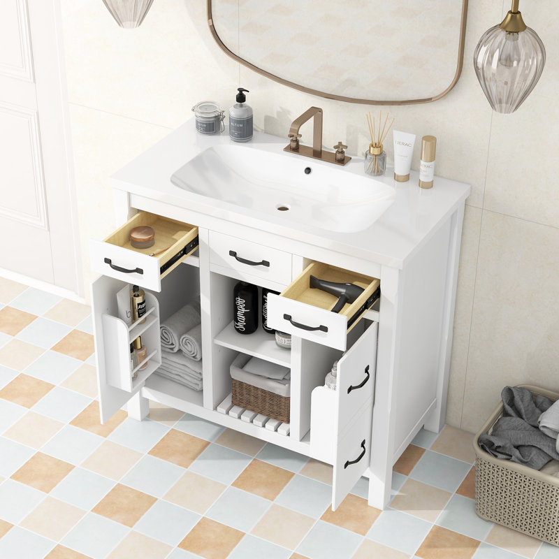 Meuble-lavabo de salle de bain avec lavabo encastré, armoire de rangement moderne