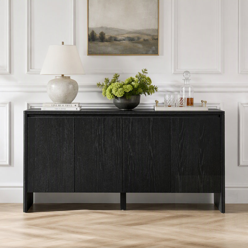 Buffet de style moderne du milieu du siècle avec rangement, meuble télé, étagères ajustables pour une utilisation polyvalente