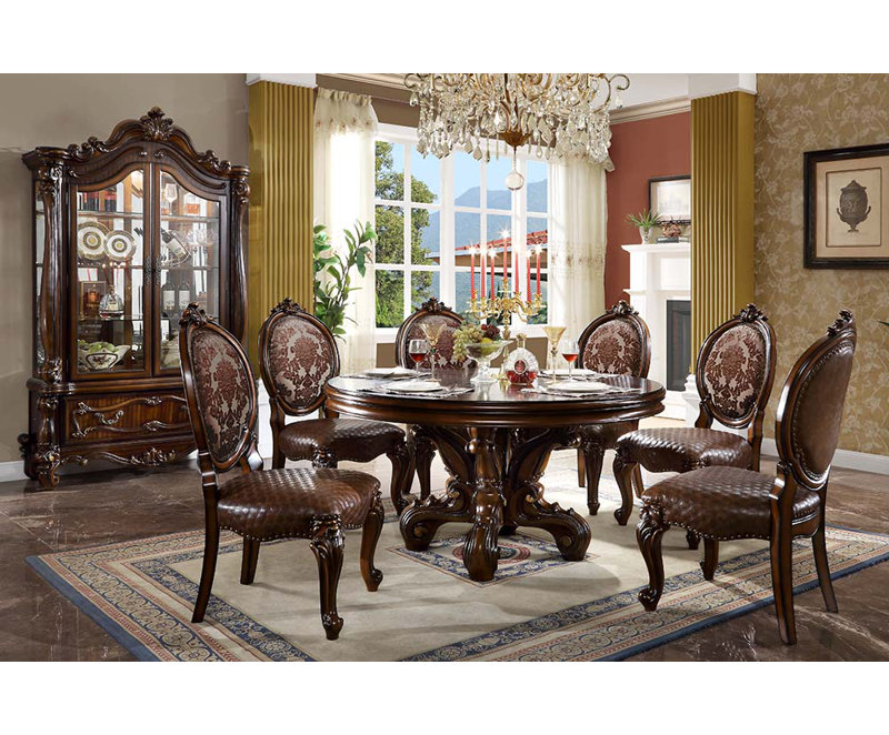ACME Versailles Round Dining Table, Cherry Finish, Cherry