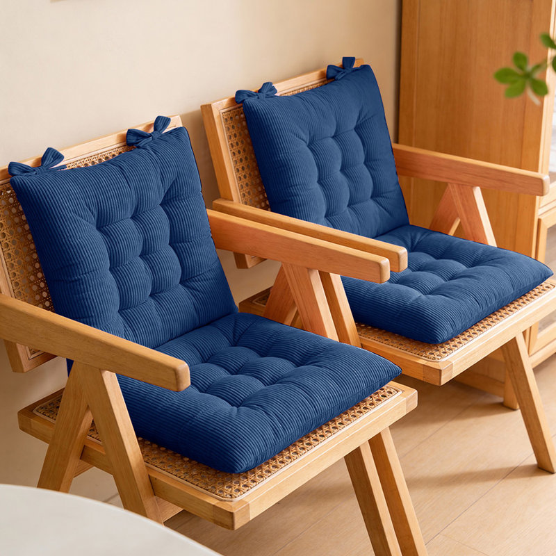Set of 4 Comfortable Square Chair Cushions, Blue