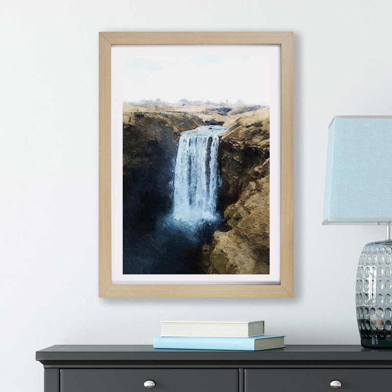 Skogafoss Waterfall Iceland - Framed Print, Oak, 45cm H x 63cm W x 2cm D