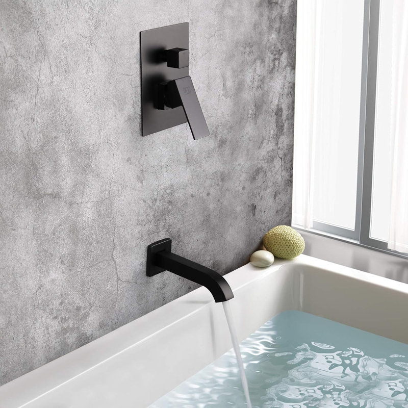 Robinet de douche avec bec de baignoire, Noir mat