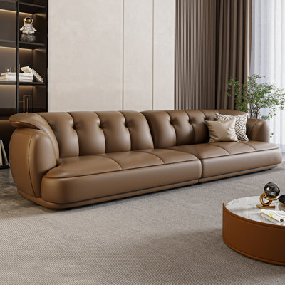 Light Coffee Genuine Leather Modular Sofa