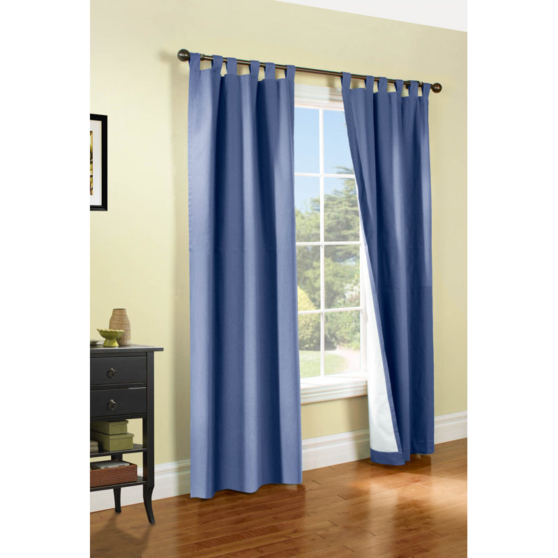 Mcgowen 100% Cotton Solid Room Darkening Thermal Tab Top Curtain Panel, Blue, 40" W X 84" L