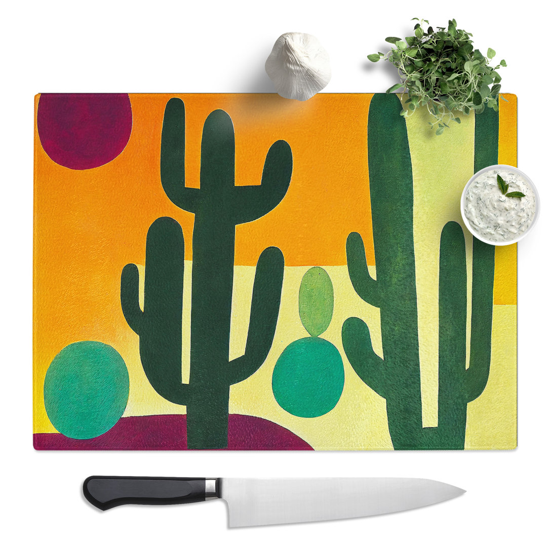 Abstract Cactus Vol.1  Glass Chopping Board