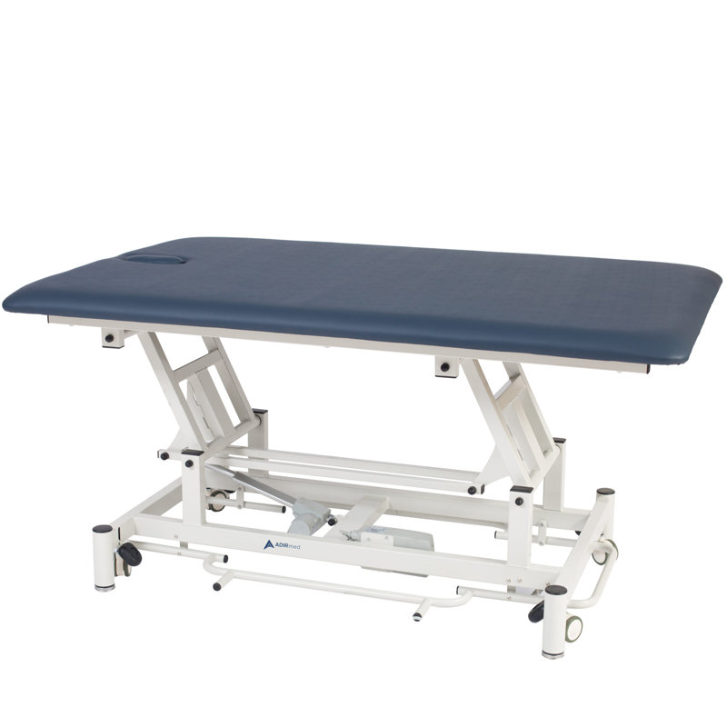 Adjustable Blue Leather and Steel Therapy Table