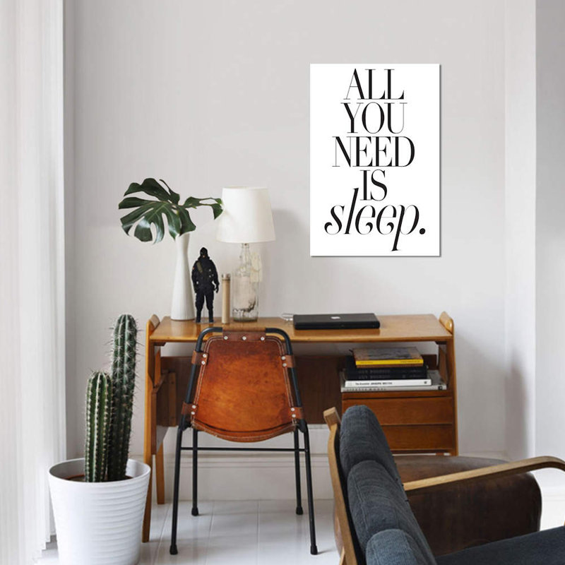« all you need is is sleep », art textuel sur toile, H 12 po x l 8 po x P 0,75 po