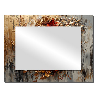 Couronne dorée vive en spirale de pétales - miroir mural floral - imprimé sur métal