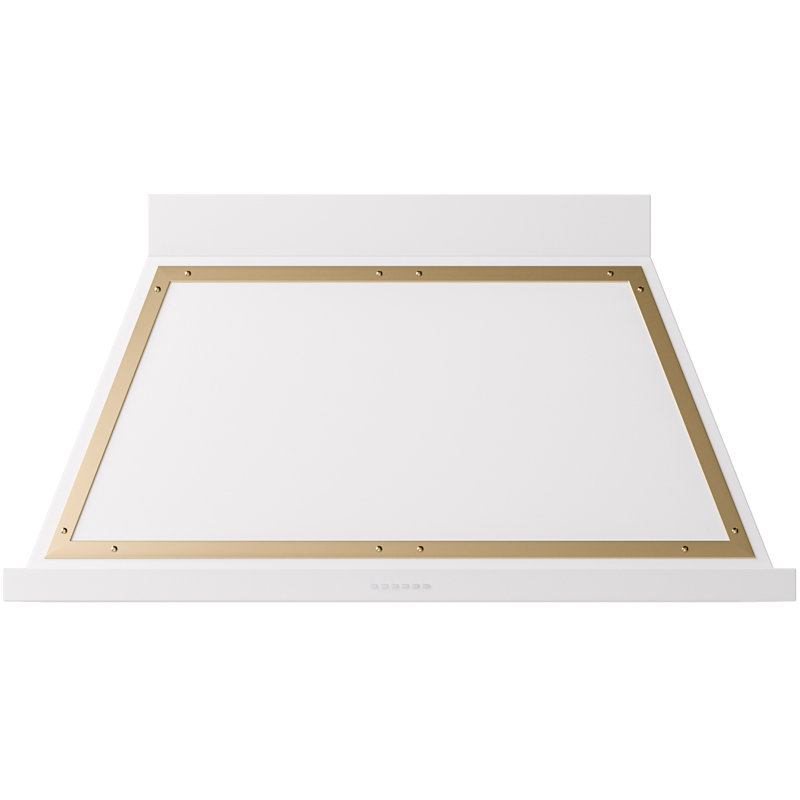 ILVE Nostalgie II Series Noblesse 48 inch Wall Mount Range Hood with 600 CFM, White/Brass