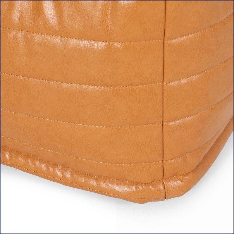 Ottoman, Versatile Faux Leather Pouf - 24x24x12 Floor Cushion | Slate Gray | Faux Leather, Gray